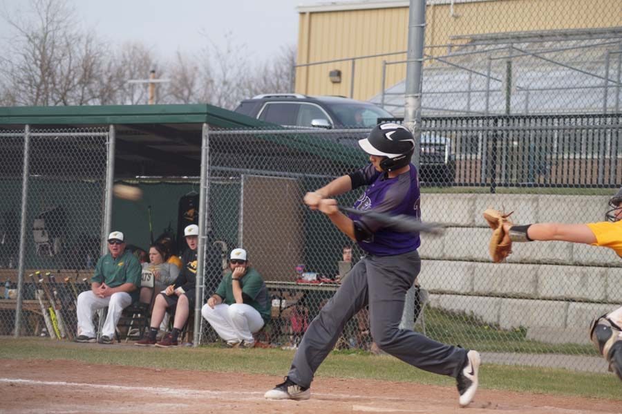 Kyron Fergus bats against Basehor. He was able to make it on base for the Pirates.