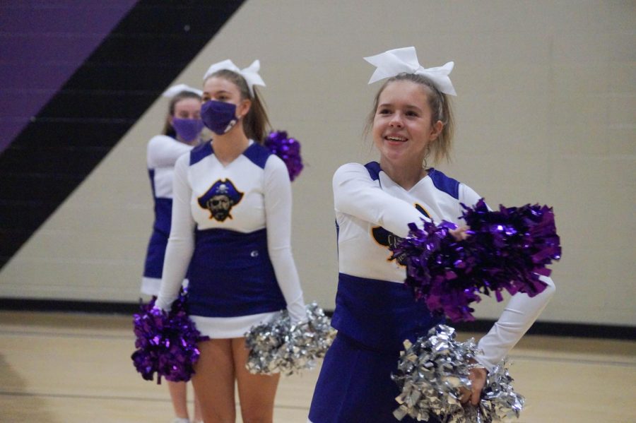 Senior Taylor Miles perform the Band Chant at practice November 5.