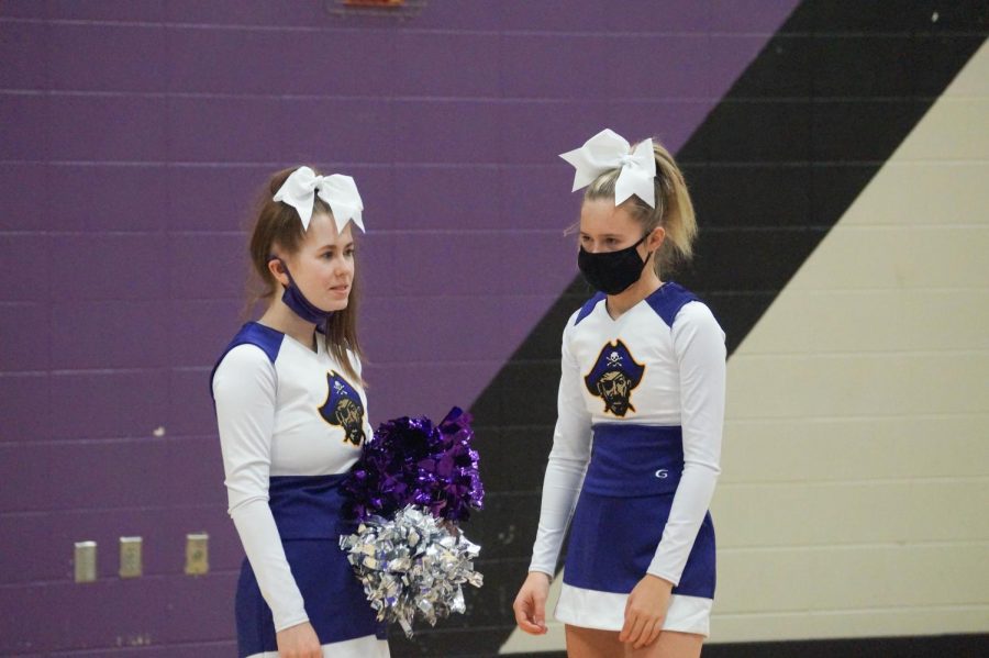 Junior Delaney Waters (left) and Senior Taylor Miles (right) converse during a break between performances November 5. 